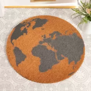 image of Artsy Doormats Grey Globe Circle Doormat