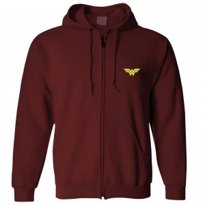 Image of DC Wonder Woman Unisex Zipped Hoodie - Burgundy - L
