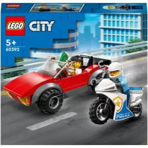 image of LEGO City: Police Bike Car Chase Set with Toy Motorbike (60392)