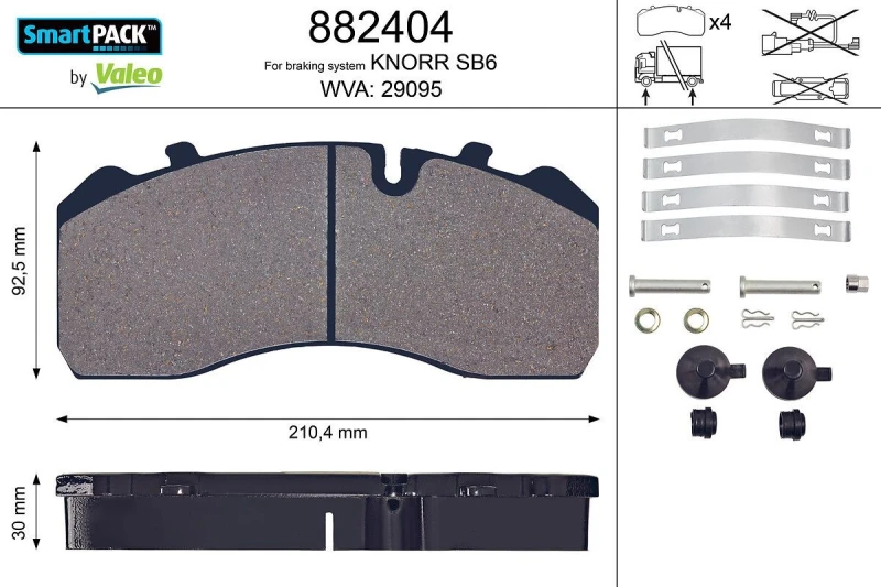 Image of Brake pad set VALEO 882404