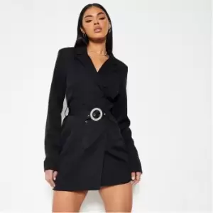 image of I Saw It First Diamante Belted Blazer Dress - Black