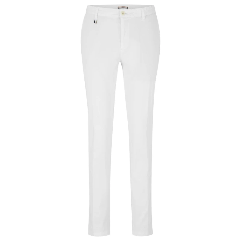 Image of Boss Mens Genius Cotton Stretch Straight Leg Trousers White 100 male 44 (54)