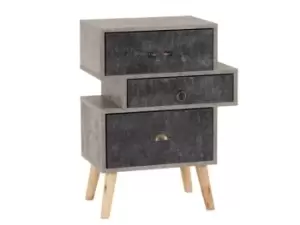Image of Seconique Nordic Concrete Effect 3 Drawer Bedside Table