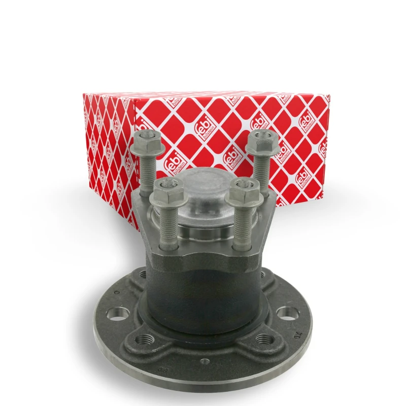 Image of FEBI BILSTEIN 02895 Wheel bearing kit with nuts, Rear Axle Right, Wheel Bearing integrated into wheel hub Wheel Bearing Kit (654)