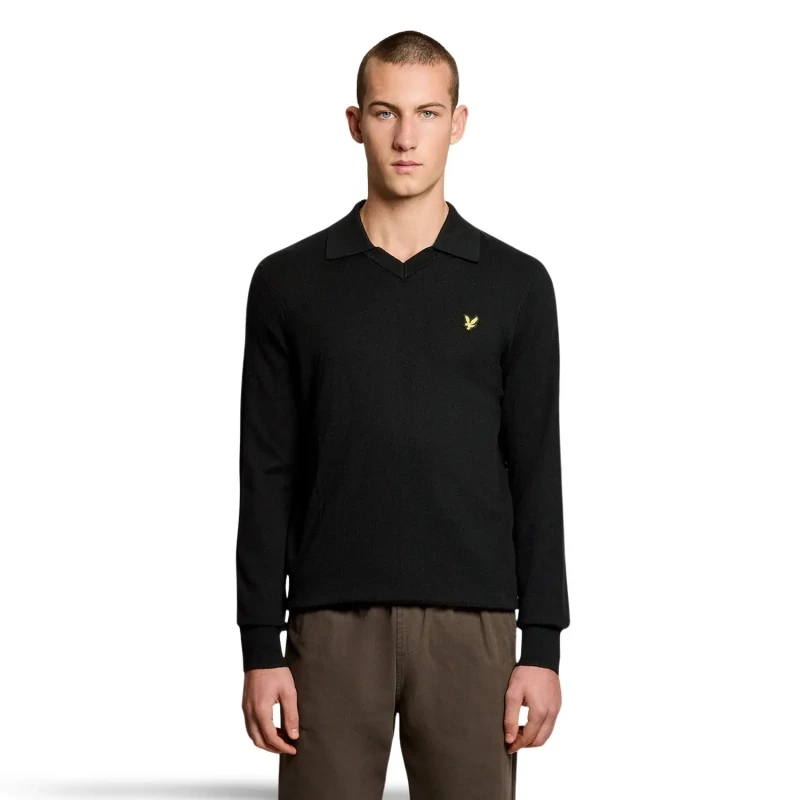 Image of Lyle & Scott Merino cotton polo shirt Lyle & Scott Noir Male XL