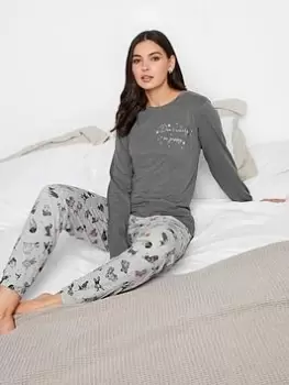 image of Long Tall Sally Doggies Long Sleeve Cuffed Pj Set, Grey, Size 10-12, Women