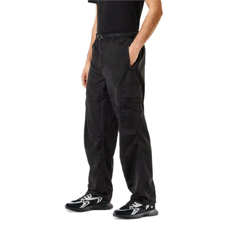 Image of Lacoste Mens Open Cuff Woven Relaxed Fit Joggers Black male XS
