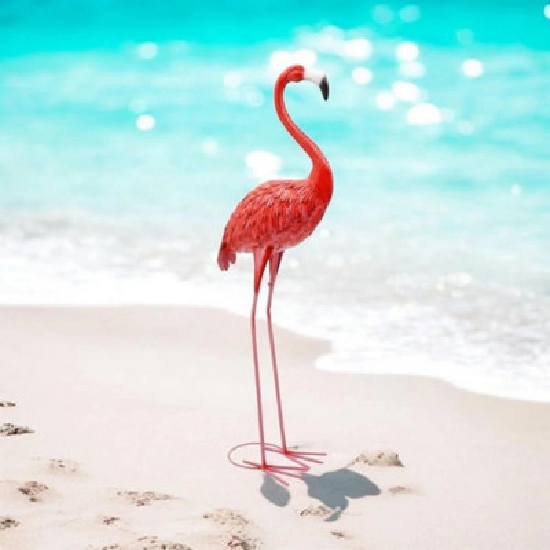 Image of Minster Flamingo Garden Ornament - Metal - L30 X W50 X H150 Cm - Pink