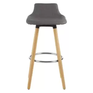 image of Bar Stool in Grey Fabric with Beech Wood Legs