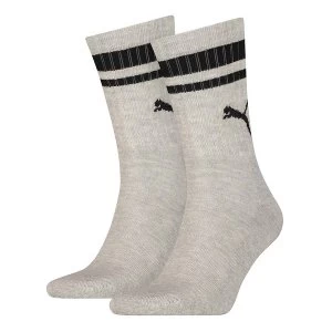 image of Puma Crew Heritage Stripe Sock Grey/Black UK Size 2.5-5 (2 Pair)