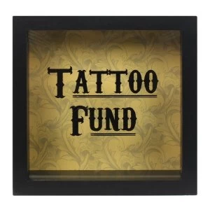 Black Tattoo Fund Glass Money Box with Wooden Frame