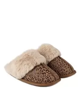 Image of TOTES Real Suede Mule Slipper - Leopard Print, Animal, Size 7, Women