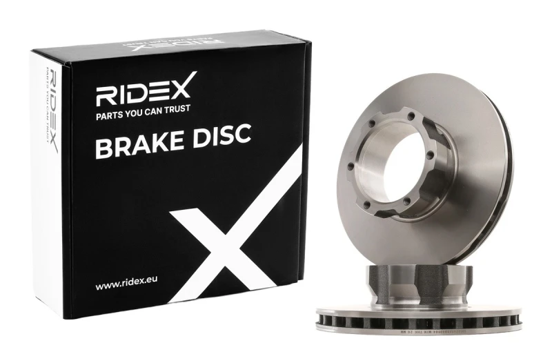 Image of RIDEX 82B0918 Brake disc Front Axle, Vented, Cast Iron, Uncoated, Untreated, without bolts/screws Cast Iron Brake Disc (82)