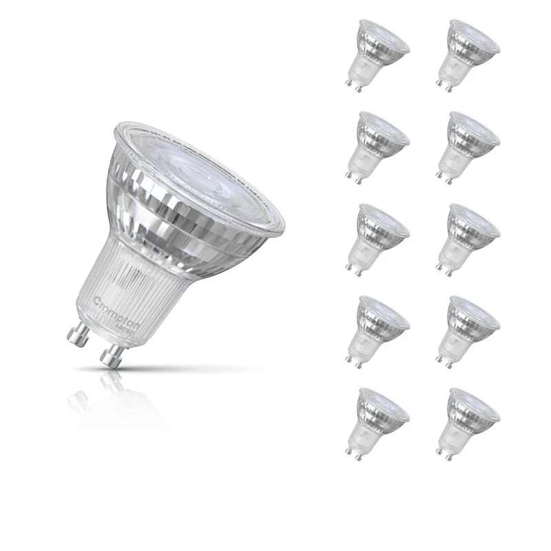 Image of Crompton LED GU10 Spotlight Bulb 3.7W (50W Eqv) Cool White 4000K Glass Halogen Replacement