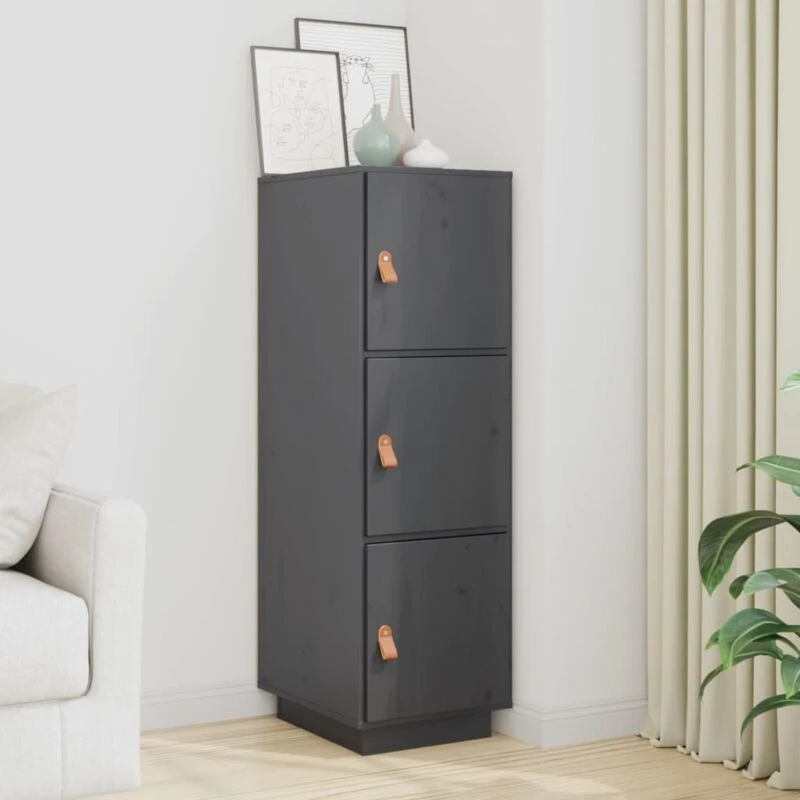 Image of Vidaxl Highboard Grey 34X40X108.5cm Solid Wood Pine, Grey 820169