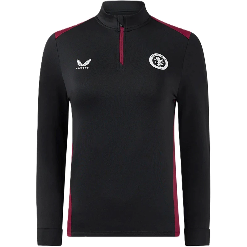 Image of Castore Aston Villa Drill Top Womens Caviar/Rhd female 10 (S)