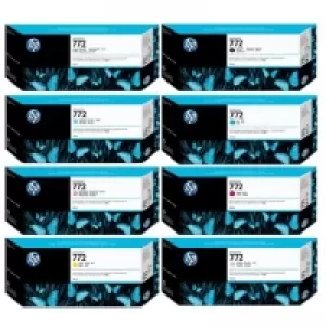 Image of HP 772 Black and Colour Ink Cartridges