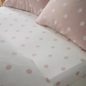 Image of Catherine Lansfield Brushed Spot 12" Deep Fitted Sheet, Pink, Double