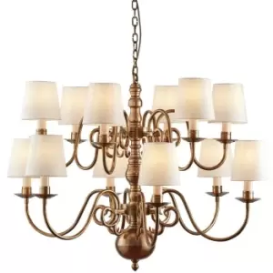 image of Luxury Hanging Ceiling Pendant Light Solid Brass Marble Silk 12 Lamp Chandelier