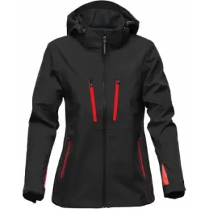 image of Stormtech Womens/Ladies Patrol Hooded Soft Shell Jacket (L) (Black/Bright Red)