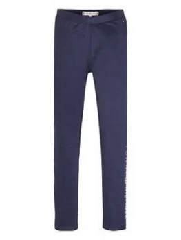 Image of Tommy Hilfiger Girls Side Logo Leggings, Navy, Size Age: 6 Years, Women