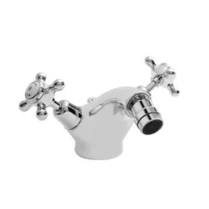 image of Hudson Reed White Topaz With Crosshead & Domed Collar Bidet Tap - Chrome