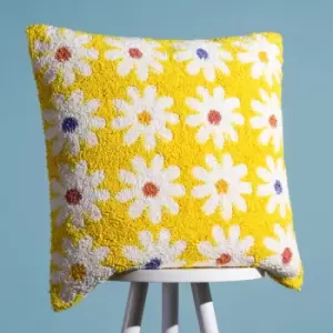 image of Daisy New Knitted Cushion Mellow Yellow, Mellow Yellow / 45 x 45cm / Polyester Filled