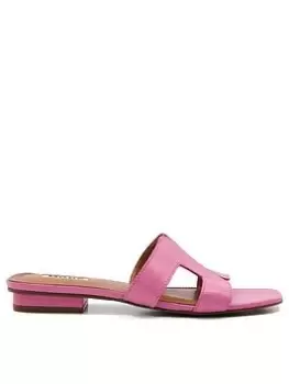 Dune London Loupe Leather Smart Slide, Fuchsia, Size 37, Women