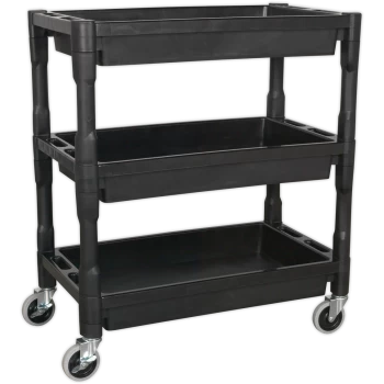 image of Sealey 3 Shelf Heavy Duty Composite Trolley Black