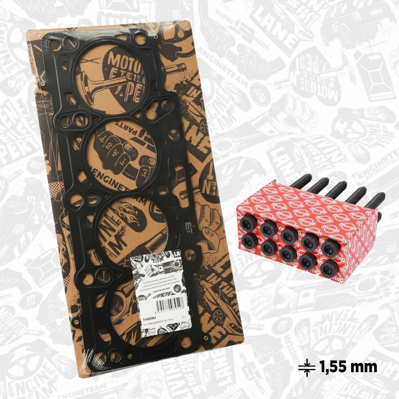 Image of ET ENGINETEAM TH0082BT Head Gasket boxET - service kit 1,55mm, Multilayer Steel (MLS), with cylinder head screw set Gasket,cylinder head (318)