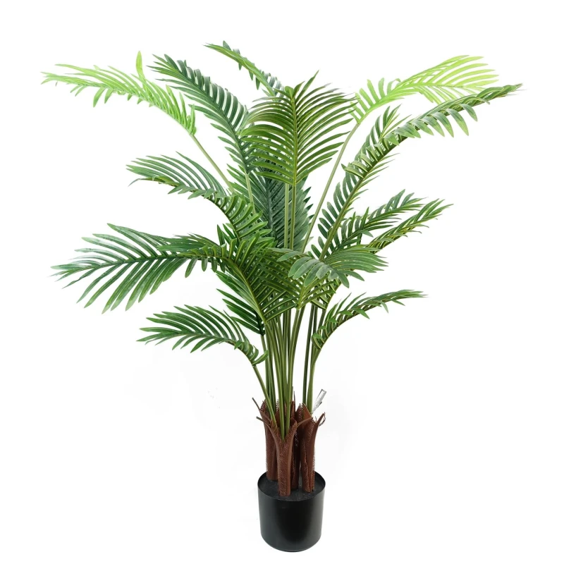 Image of Leaf Design 110cm Artificial Areca Palm Tree Potted in Black Pot