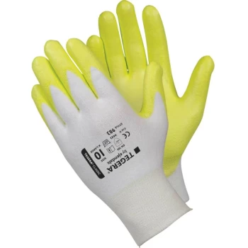 image of Cut Resistant Gloves, Pu Coated, White/Yellow, Size 11 - Ejendals