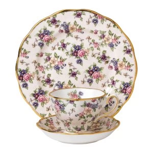 image of Royal Albert 100 years 1940 english chintz 3 piece set