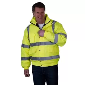 Image of Grafters Unisex Hi-Visibility Waterproof Bomber Jacket (2XL) (Yellow)