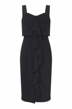 Adrianna Papell Ruffle Crepe Drape Dress Black