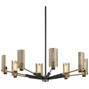 image of Pilsen 8 Light Chandelier Carb Black W Satin Nick Accents, Steel