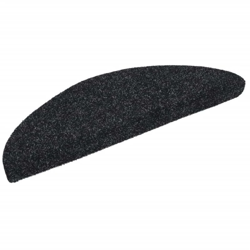 Image of vidaXL 15x Self-adhesive Stair Mats Needle Punch 56x17x3cm Black Tread Rugs