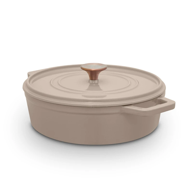 Image of BARBARY & OAK 28cm Nattura Round Cast Iron Casserole Dish taupe ONE SIZE