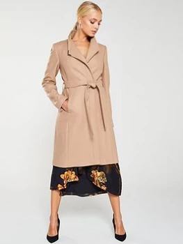 image of Ted Baker Ellgenc D-ring Wrap Coat - Taupe, Camel, Size 5=16, Women