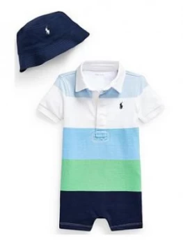 Image of Ralph Lauren Baby Boys Stripe Romper Gift Set - Blue