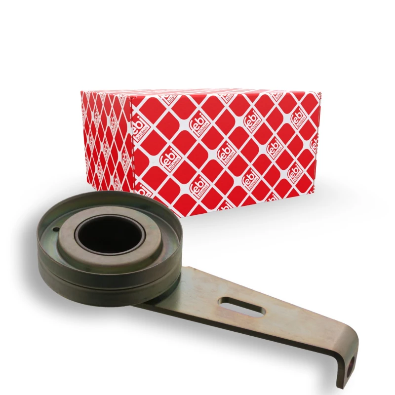 Image of FEBI BILSTEIN 11349 Tensioner Pulley with holder Metal Tensioner Pulley,v-ribbed belt (310)