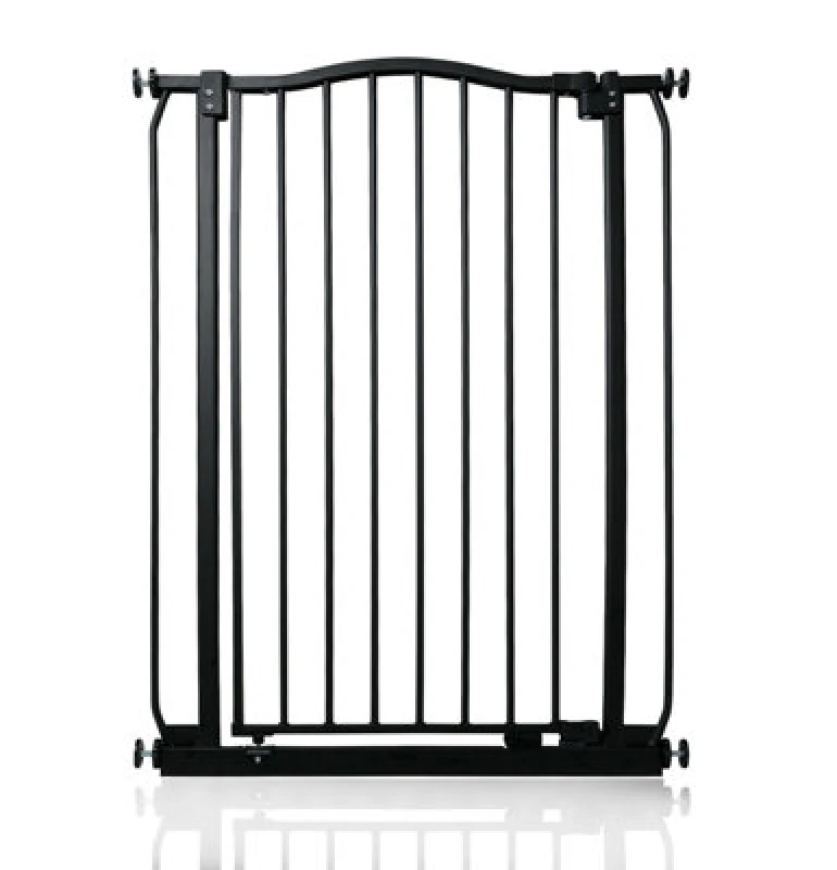 Image of Safetots Extra Tall Curved Top Safety Gate, 71Cm - 80Cm, Matt Black, Extra Tall 100Cm In Height, Pressure Fit Stair Gate