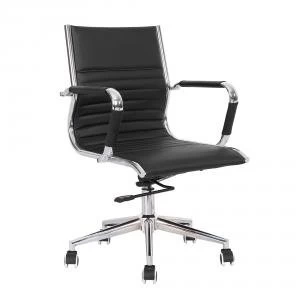 Image of Trexus Heiro Designer Chair Medium BackFaux Leather With Arms Black