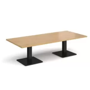 Image of Brescia rectangular coffee table with flat square Black bases 1800mm x 800mm - oak