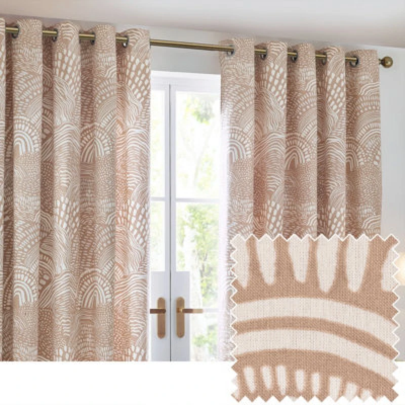 Image of Nola Abstract Curtains Oat, Oat / 117 x 137cm