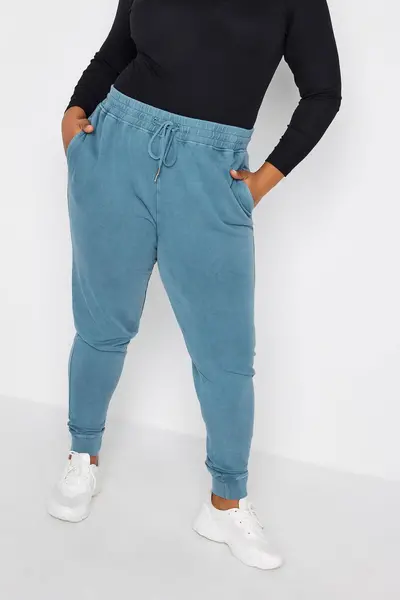 Image of Yours Acid Wash Joggers Blue