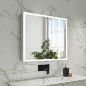 Image of Rectangular Mirrored Wall Cabinet with Double Doors LED Bluetooth & Demister 800x700mm -Ursa