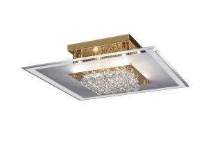 Image of Flush Square 6 Light French Gold, Glass, Crystal