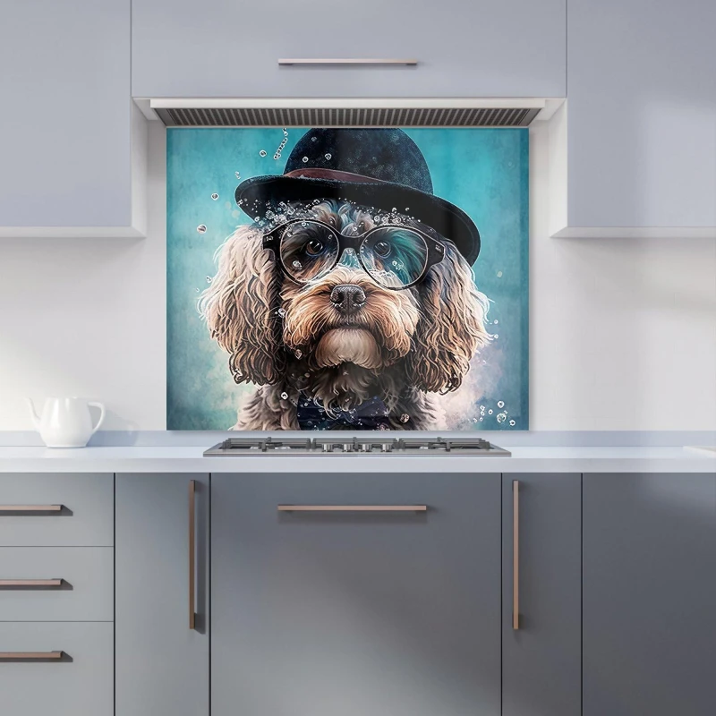Image of Warren Reed - Designer Cockapoo Dog Splashart Kitchen Splashback Size: 600mm x 750mm Multicolor Unisex 600mm x 750mm
