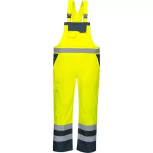 Image of Oxford Weave 300D Class 2 Hi Vis Contrast Bib and Brace Yellow / Navy 5XL